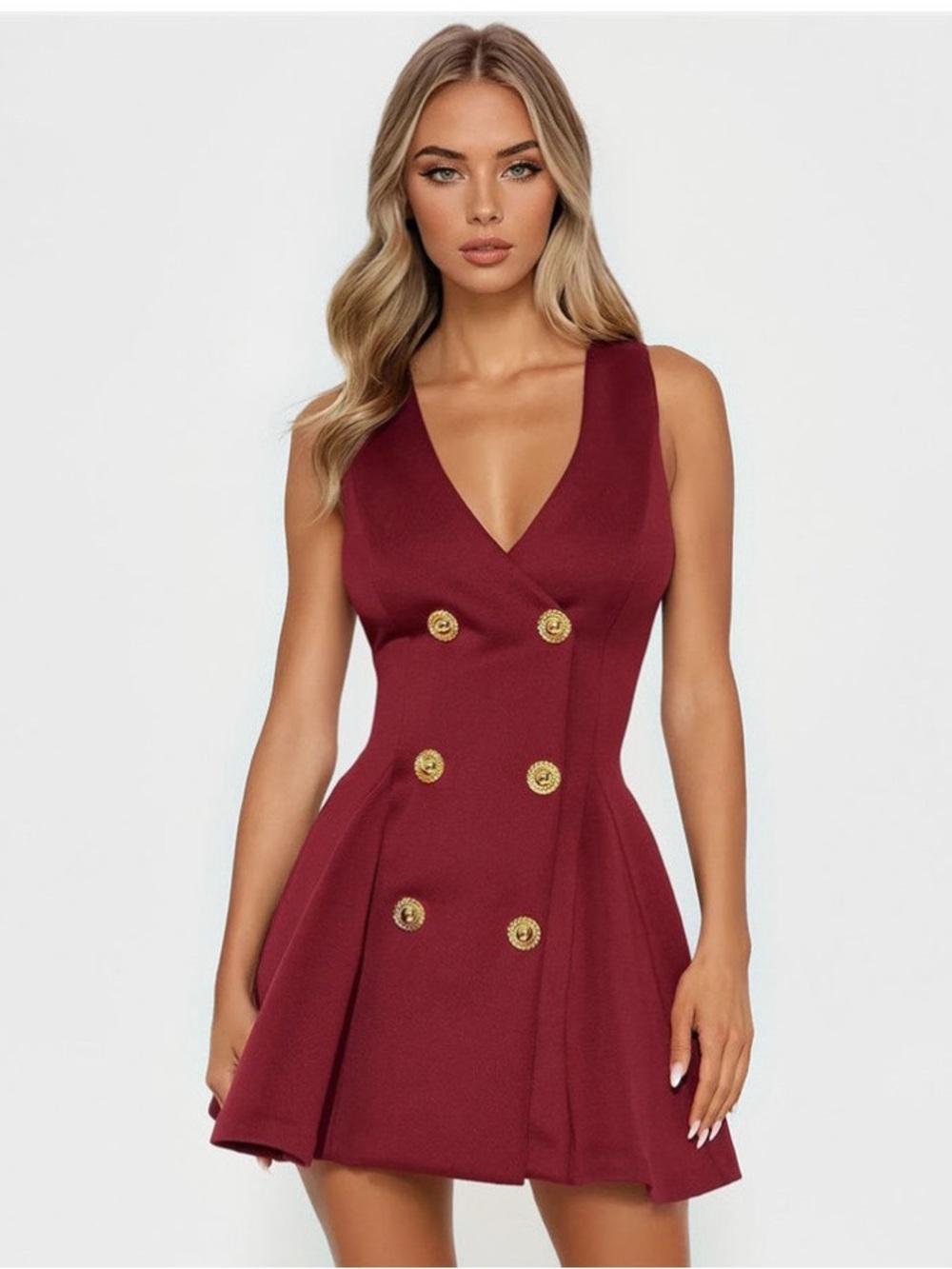 Fashion Nova Queen of Everything Pleated Mini Dress in Burgundy Size Medium